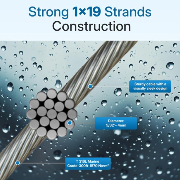 316L Stainless Steel Wire Rope - 300ft - 5/32 Stainless Steel Cable Railing - Image 6