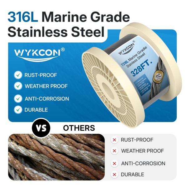 316L Stainless Steel Wire Rope - 300ft - 3/16 Stainless Steel Cable Railing - Image 3