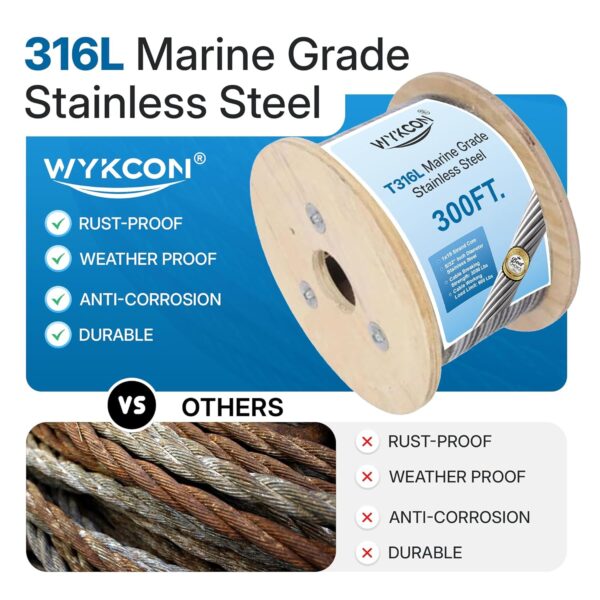 316L Stainless Steel Wire Rope - 300ft - 5/32 Stainless Steel Cable Railing - Image 5
