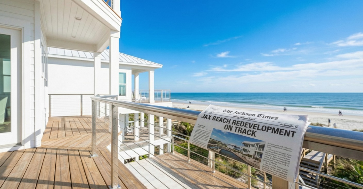 Deck with WYKCON stainless cable railing and a coastal view